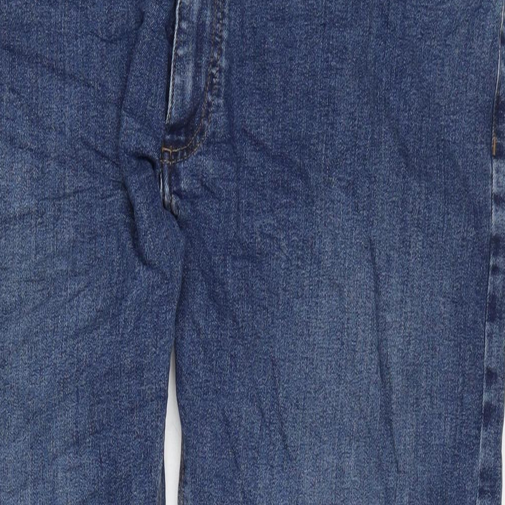 Marks and Spencer Mens Blue Cotton Straight Jeans Size 38 in L28 in Regular Zip