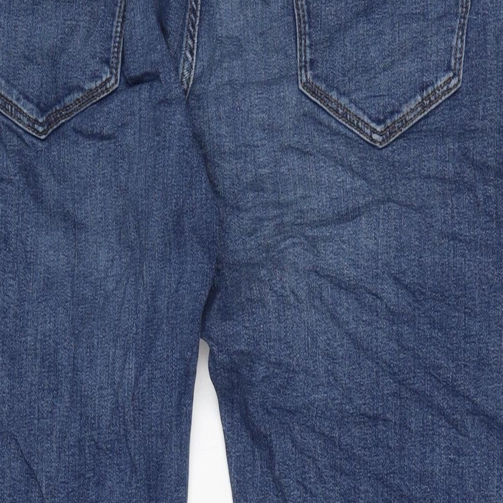 Marks and Spencer Mens Blue Cotton Straight Jeans Size 38 in L28 in Regular Zip