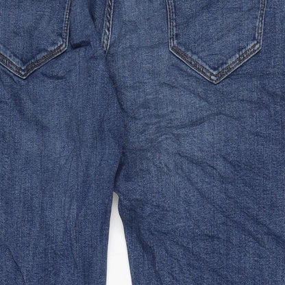 Marks and Spencer Mens Blue Cotton Straight Jeans Size 38 in L28 in Regular Zip