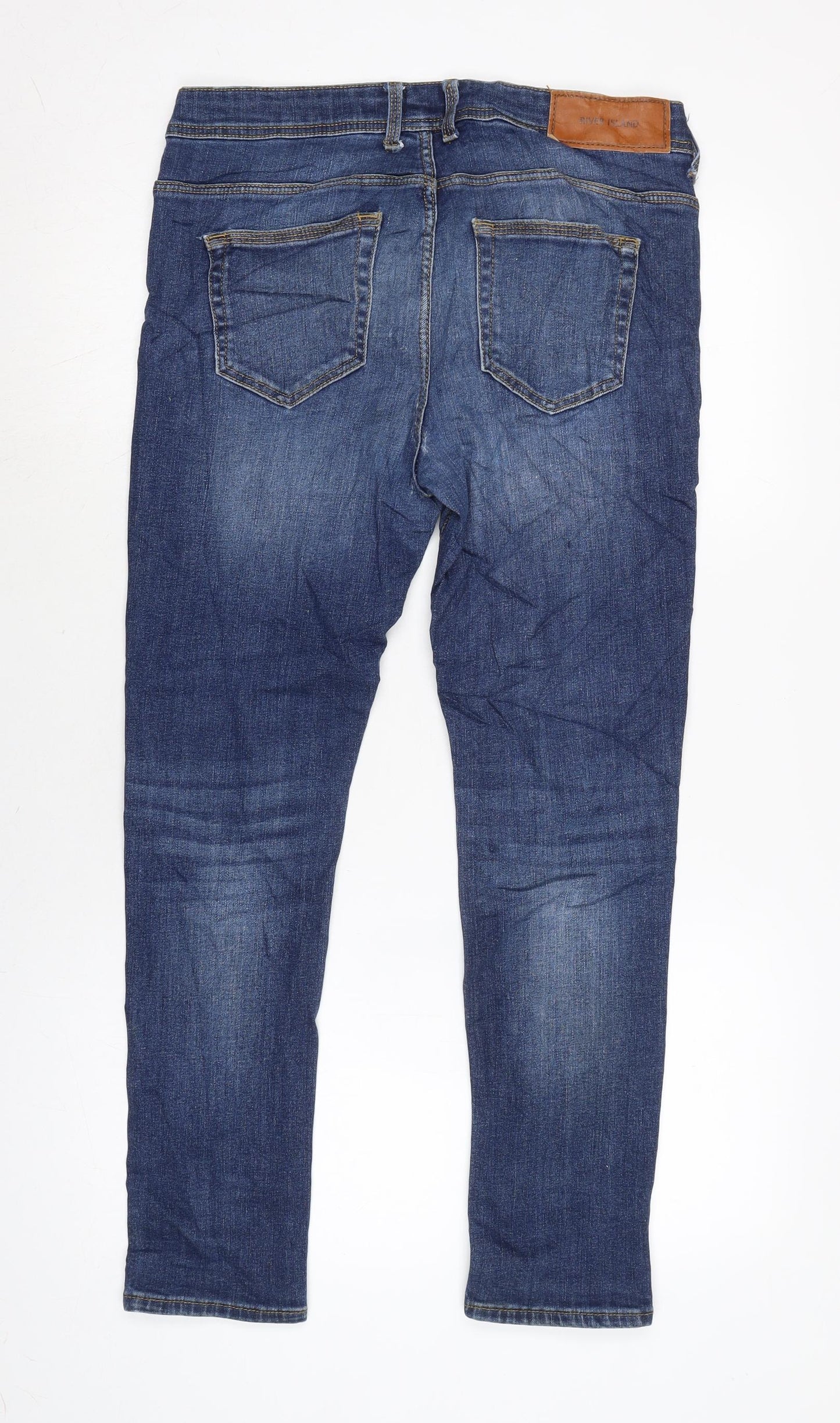 Mens UK Size 30 in River Island Regular Fit Straight Blue Jeans