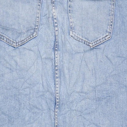 Marks and Spencer Womens Blue Cotton Straight & Pencil Skirt Size 12 Zip