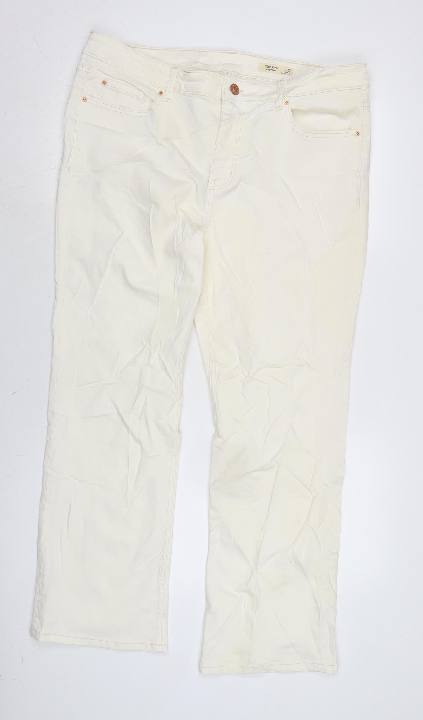 Womens UK Size 18 Marks and Spencer Regular Fit Flared Ivory Jeans