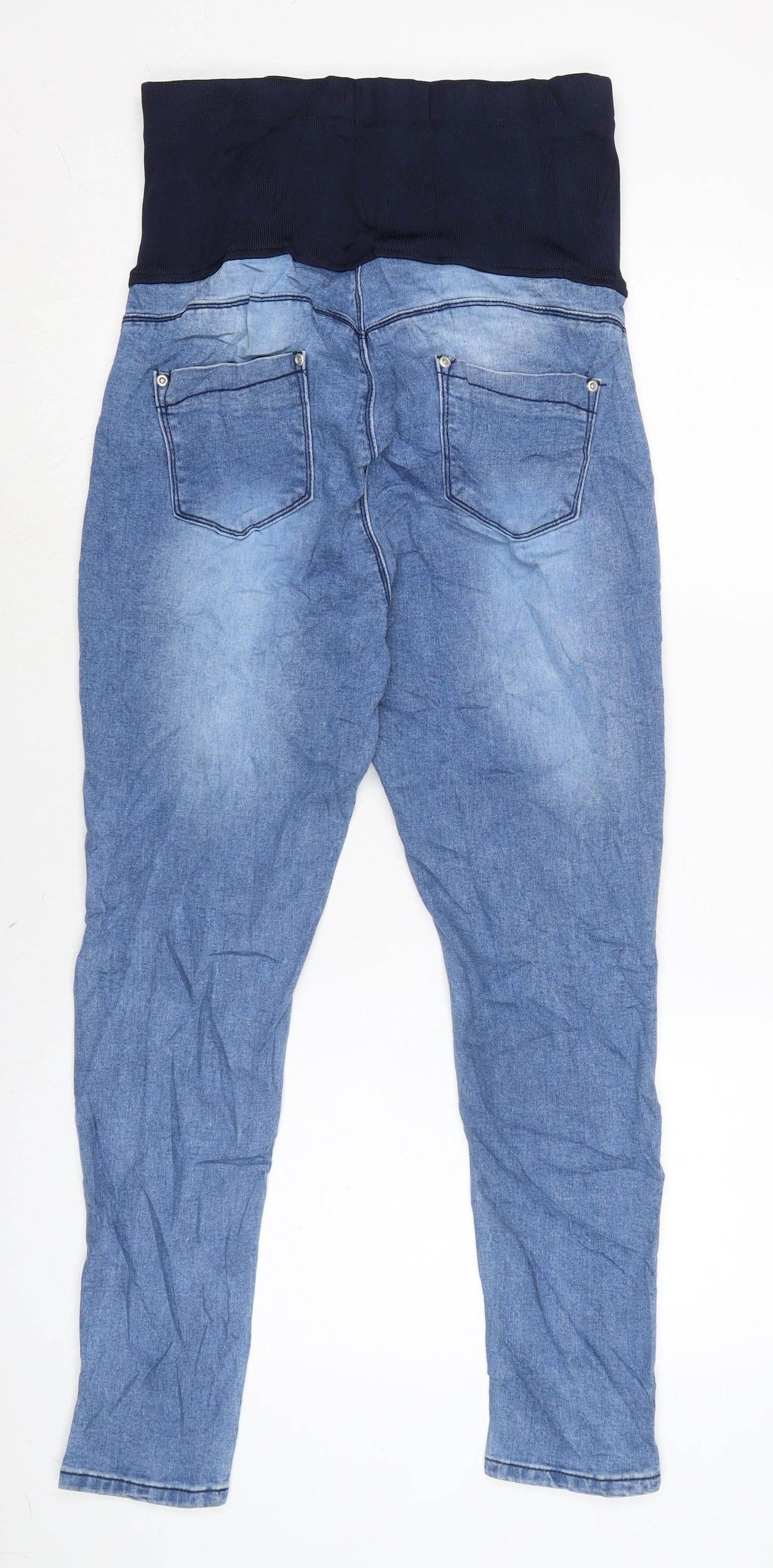 boohoo blue Womens Blue Cotton Blend Tapered Jeans Size 10 L27 in Regular