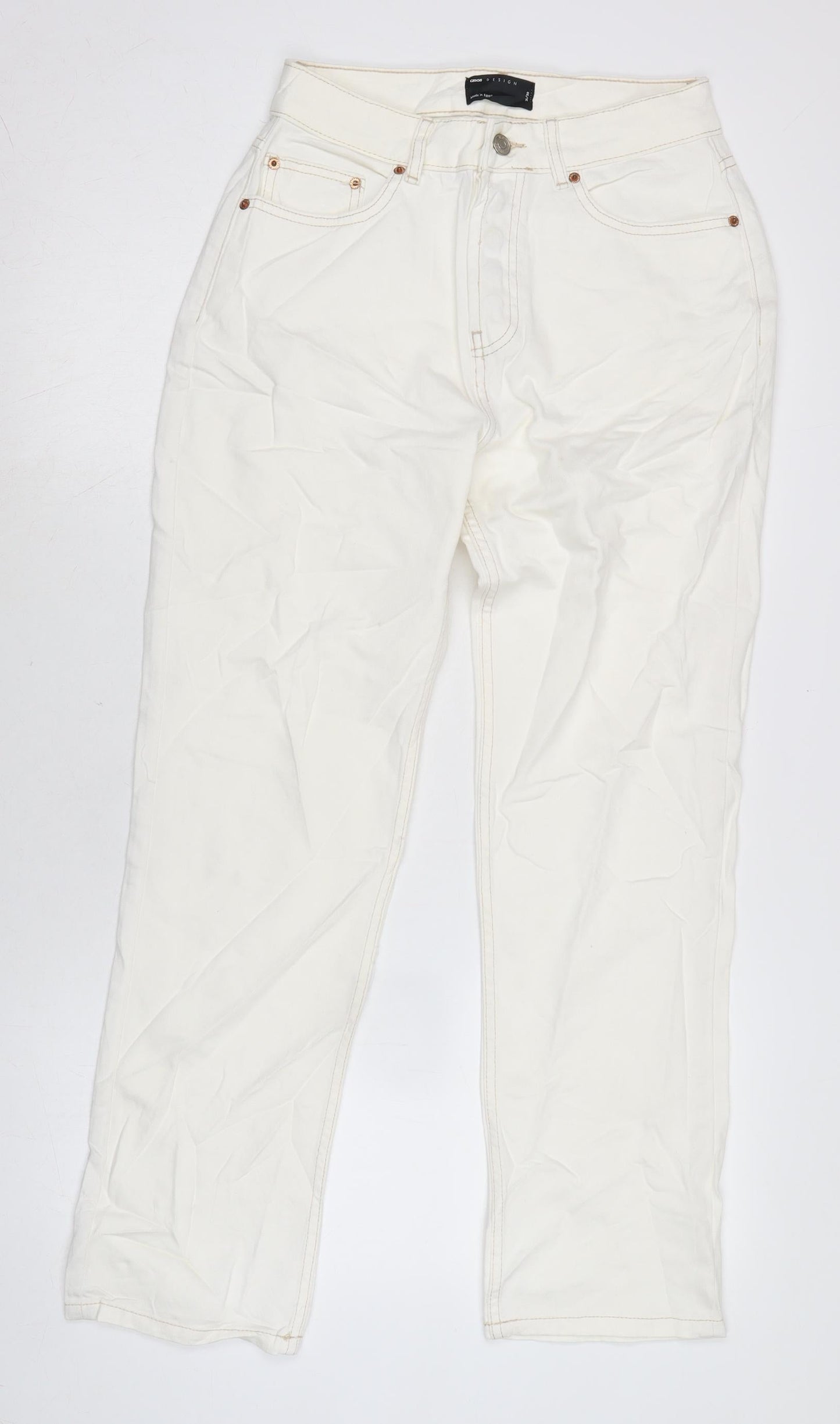 Womens UK Size 10 ASOS Regular Fit Straight Ivory Jeans