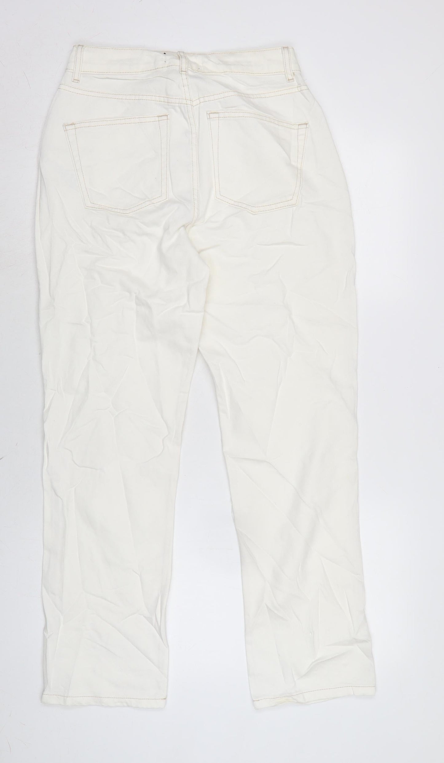 ASOS Womens Ivory Cotton Straight Jeans Size 10 L29 in Regular Button