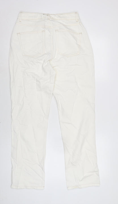 ASOS Womens Ivory Cotton Straight Jeans Size 10 L29 in Regular Button