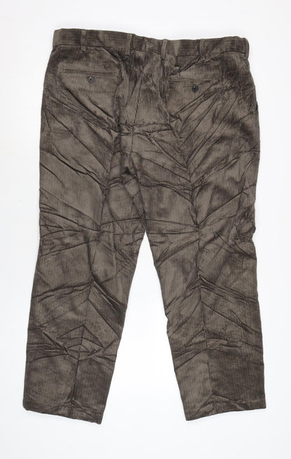 Marks and Spencer Mens Brown Cotton Sweatpants Trousers Size 40 in L29 in Regular Zip