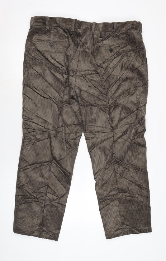 Marks and Spencer Mens Brown Cotton Sweatpants Trousers Size 40 in L29 in Regular Zip