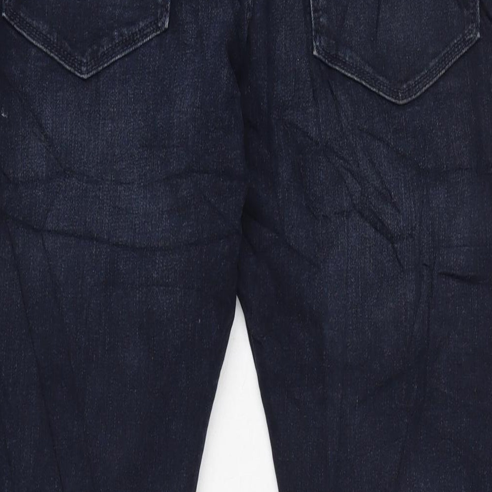 Marks and Spencer Mens Blue Cotton Blend Straight Jeans Size 31 in L30 in Regular Zip