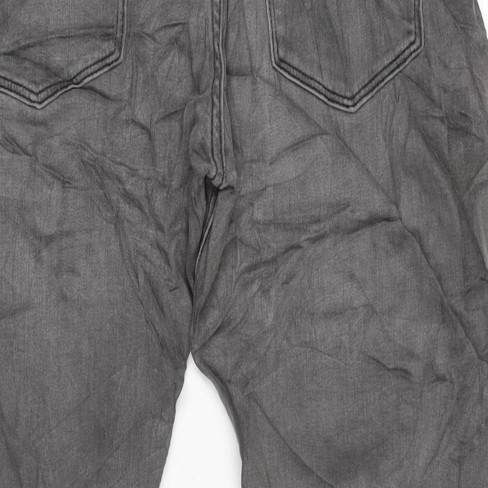 Marks and Spencer Mens Grey Cotton Blend Straight Jeans Size 34 in L29 in Regular Zip
