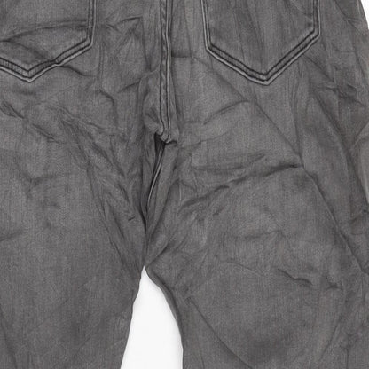 Marks and Spencer Mens Grey Cotton Blend Straight Jeans Size 34 in L29 in Regular Zip