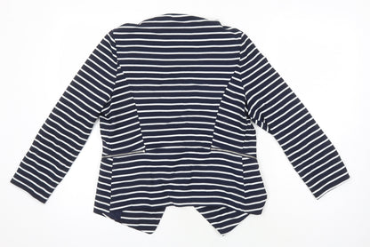 New Look Womens Blue Striped Jacket Size 10