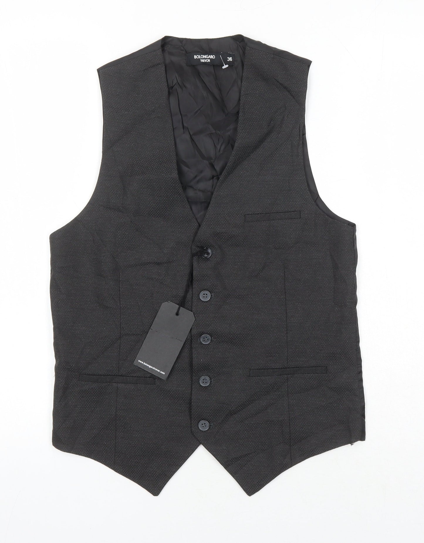 Bolongaro Trevor Mens Black Polyester Jacket Suit Waistcoat Size 36 Regular