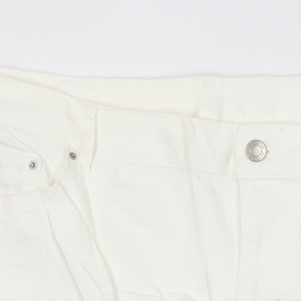 M&S Womens Ivory Cotton Straight & Pencil Skirt Size 24 in - Distressed Hem