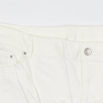 M&S Womens Ivory Cotton Straight & Pencil Skirt Size 24 in - Distressed Hem