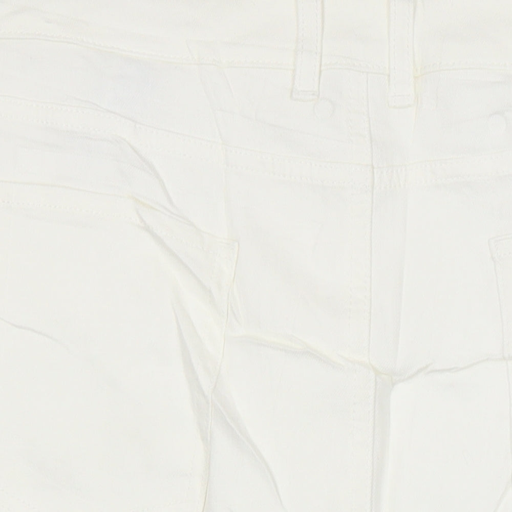 M&S Womens Ivory Cotton Straight & Pencil Skirt Size 24 in - Distressed Hem