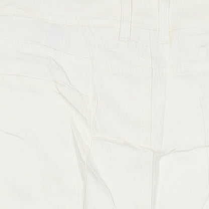 M&S Womens Ivory Cotton Straight & Pencil Skirt Size 24 in - Distressed Hem