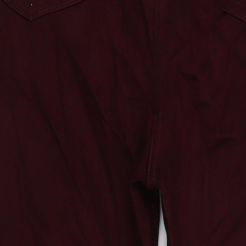 M&S Womens Red Cotton Skinny Jeans Size 12 L24 in Regular - Rhinestone detailing