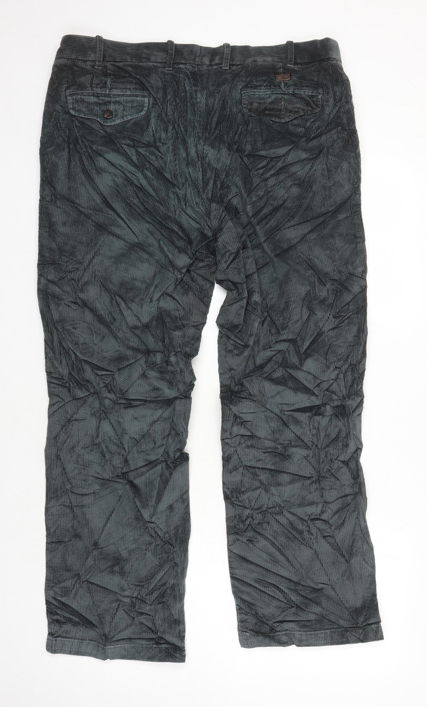 M&S Mens Green Cotton Straight Jeans Size 38 in L28 in Regular