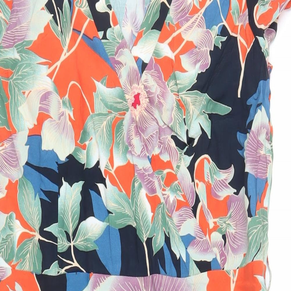 Dorothy Perkins Womens Multicoloured Floral Viscose Fit & Flare Size 16 V-Neck Zip