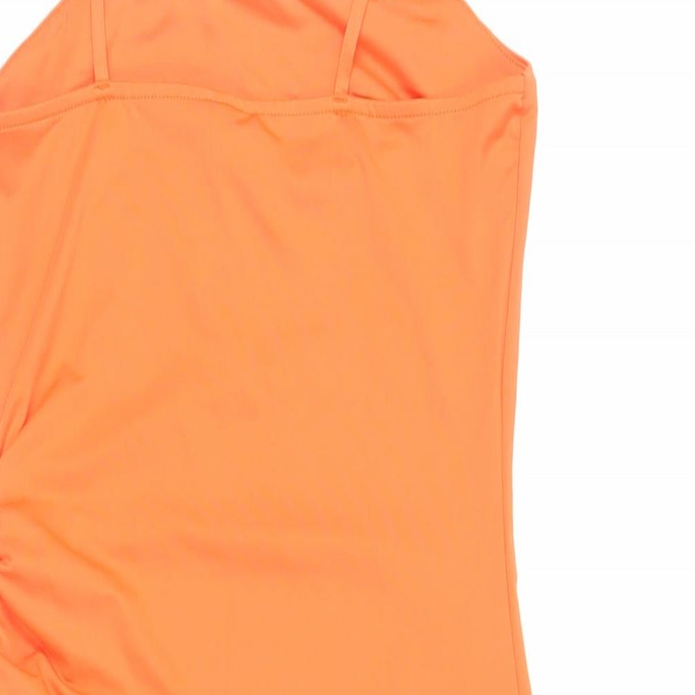 Divided by H&M Womens Orange Polyester Mini Size S Square Neck Pullover - Ruched