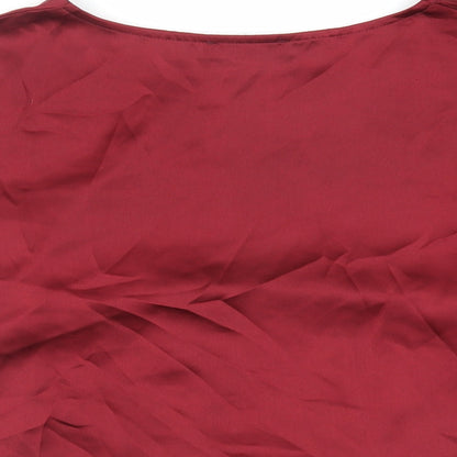 Missguided Womens Red Polyester Basic Blouse Size 12 Boat Neck - Tie Front