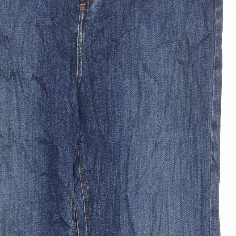 Marks and Spencer Mens Blue Cotton Tapered Jeans Size 34 in L33 in Regular Zip