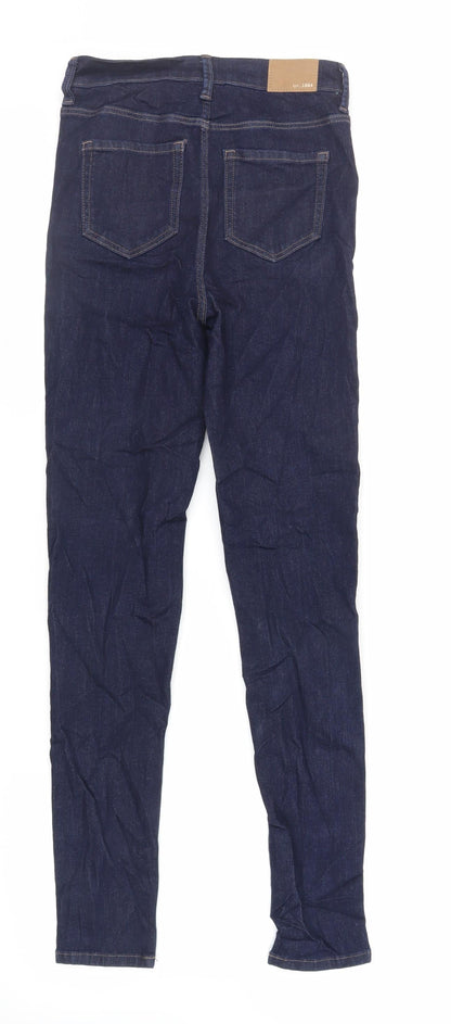 Marks and Spencer Womens Blue Cotton Skinny Jeans Size 8 L31 in Regular Zip