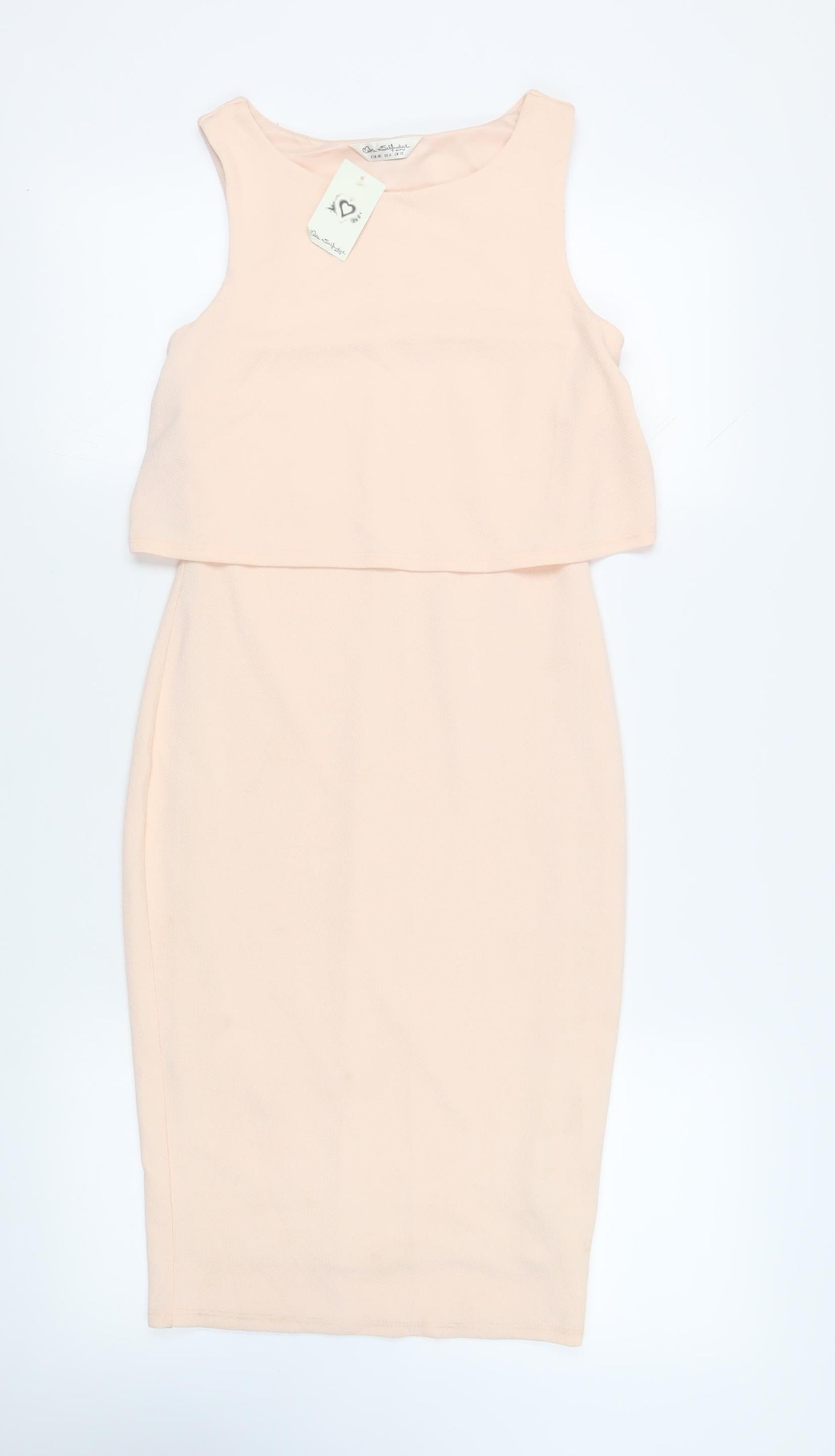 Miss Selfridge Womens Pink Polyester Pencil Dress Size 10 Round Neck Pullover