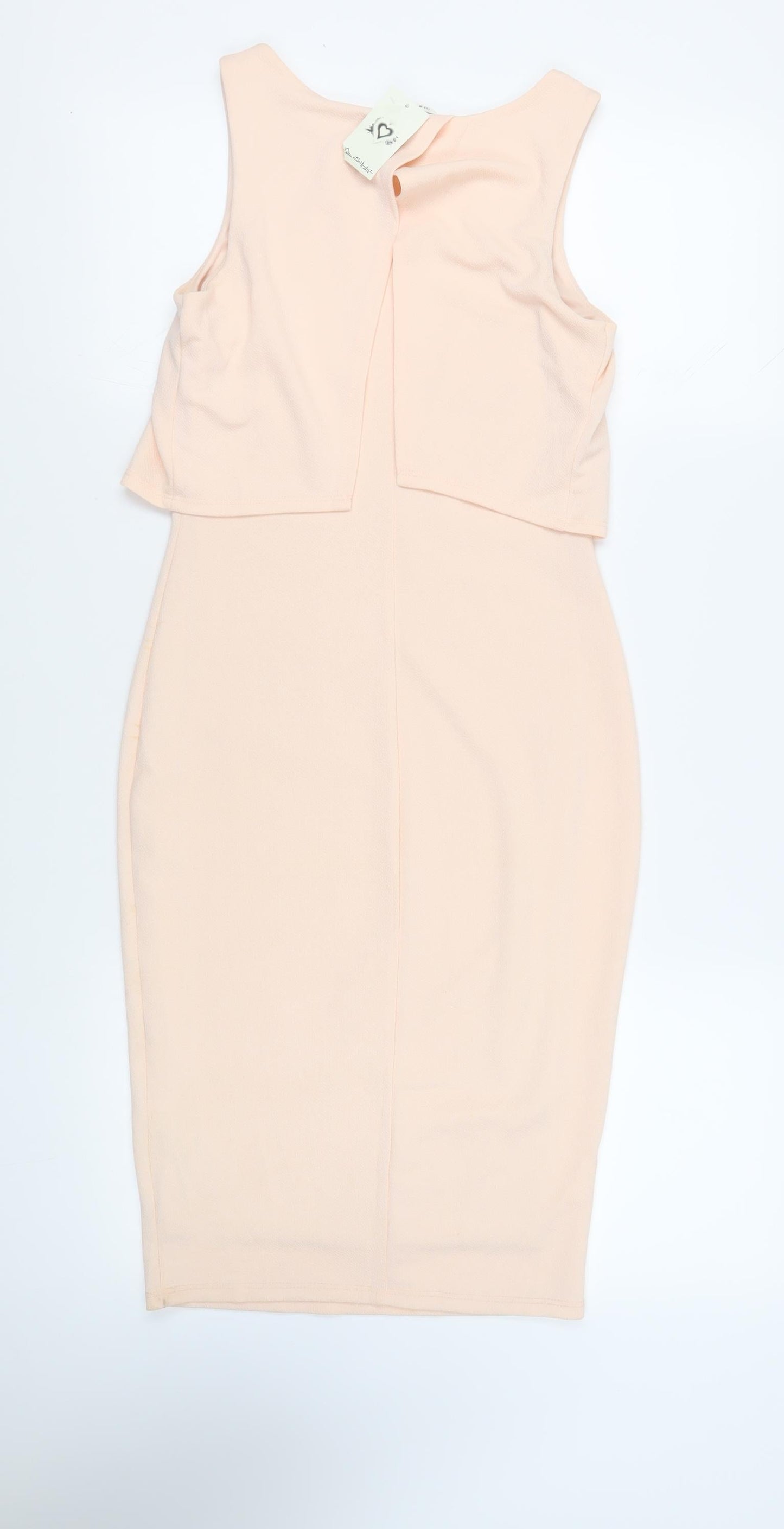 Miss Selfridge Womens Pink Polyester Pencil Dress Size 10 Round Neck Pullover