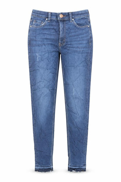 Marks & Spencer Womens Blue Cotton Skinny Jeans Size 6 L29 in Regular Zip - Raw Hem
