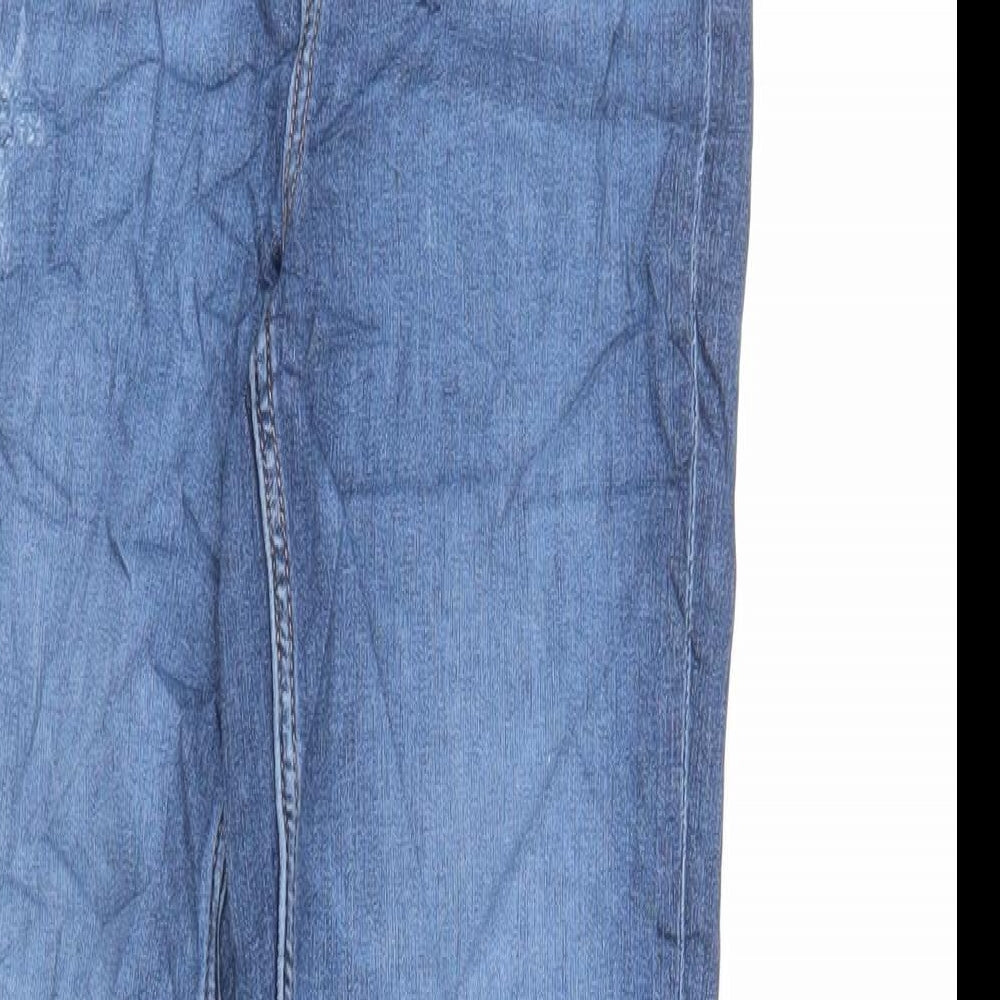 Marks and Spencer Womens Blue Cotton Skinny Jeans Size 6 L29 in Regular Zip - Raw Hem