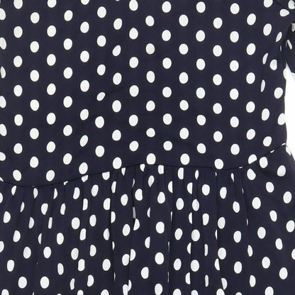 QED London Womens Blue Polka Dot Polyester Shirt Dress Size 10 Collared Button