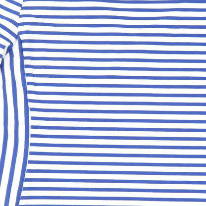 Yest Womens Blue Striped Polyester Mini Size 14 V-Neck Pullover