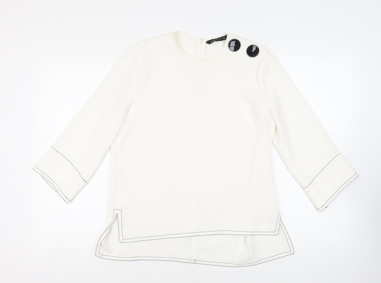 Womens UK Size M Zara White Basic Blouse