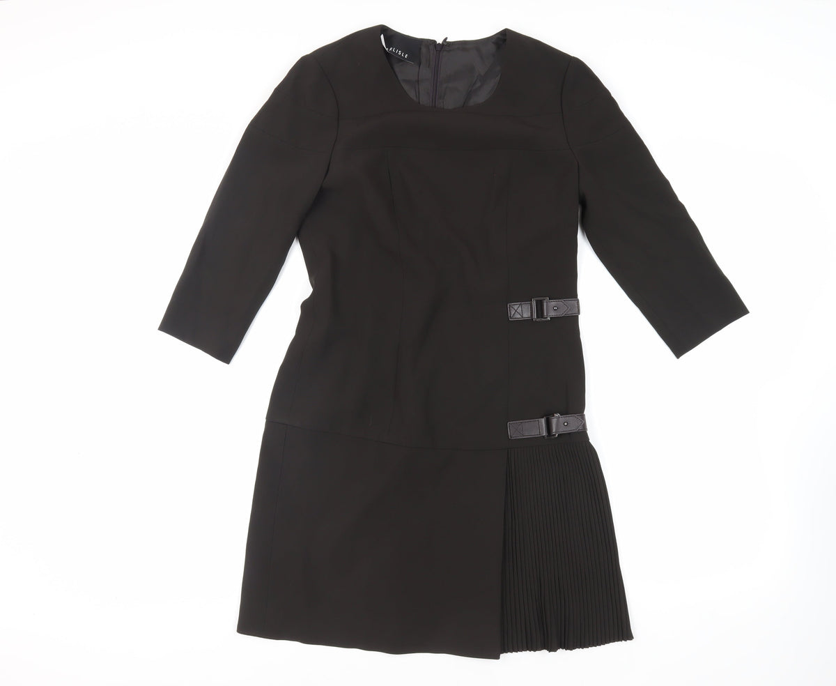 Carlisle Womens Green Polyester A-Line Size 8 Round Neck Zip