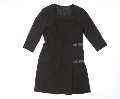 Carlisle Womens Green Polyester A-Line Size 8 Round Neck Zip