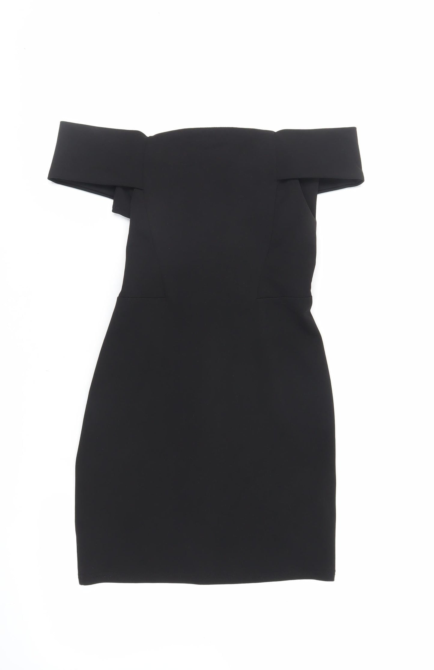 New Look Womens Black Polyester Mini Size 10 Off the Shoulder Zip
