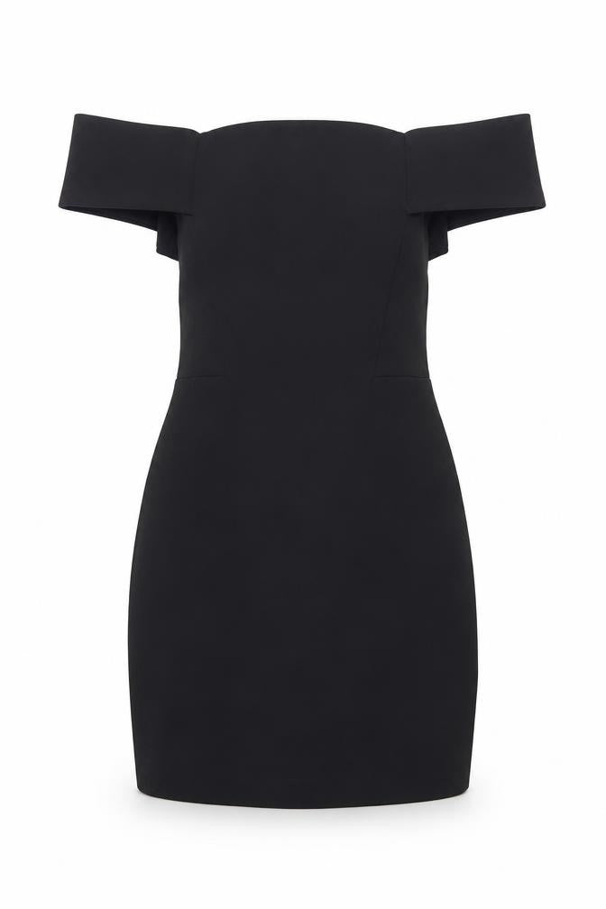 New Look Womens Black Polyester Mini Size 10 Off the Shoulder Zip
