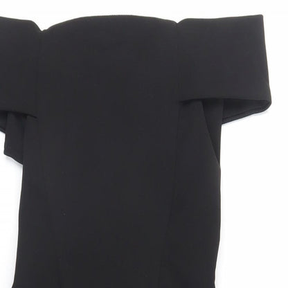 New Look Womens Black Polyester Mini Size 10 Off the Shoulder Zip