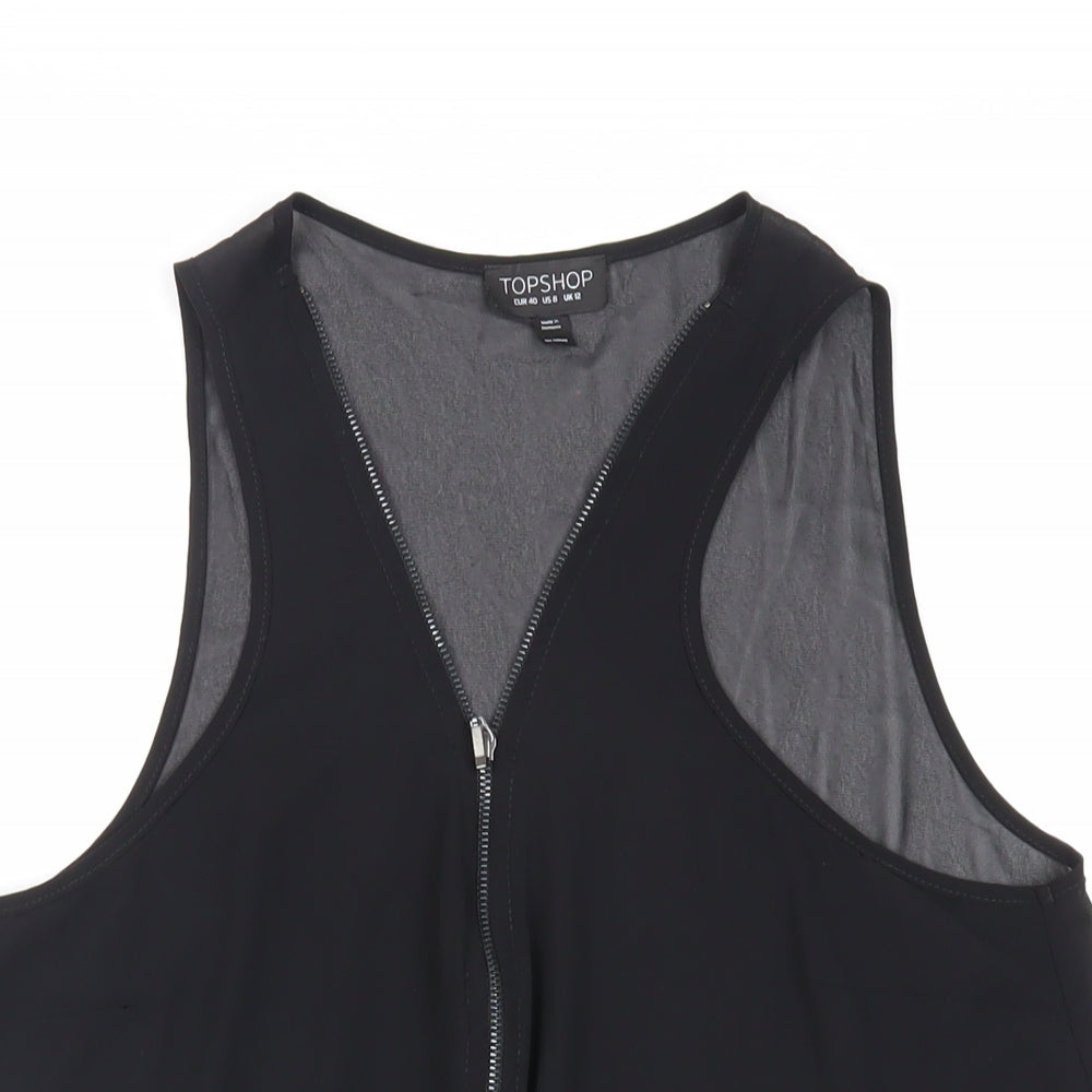 Womens UK Size 12 Topshop Black Basic Tank
