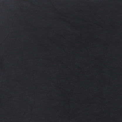 EWM Womens Black Cotton Basic T-Shirt Size 14 Round Neck - Embroidered