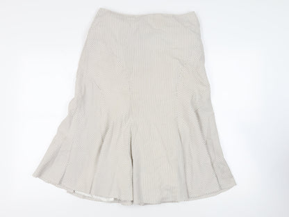 Kaliko Womens Beige Striped Cotton Flare Skirt Size 12 Zip