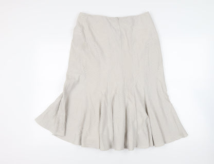 Kaliko Womens Beige Striped Cotton Flare Skirt Size 12 Zip