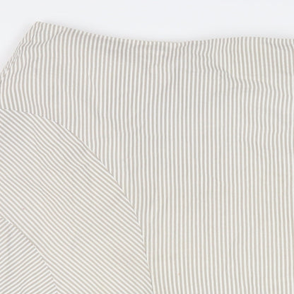 Kaliko Womens Beige Striped Cotton Flare Skirt Size 12 Zip