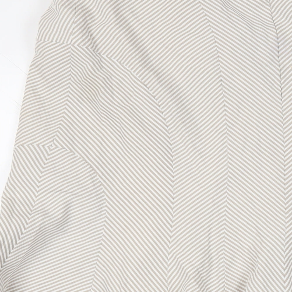 Kaliko Womens Beige Striped Cotton Flare Skirt Size 12 Zip