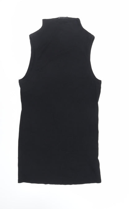 ASOS Womens Black Cotton Bodycon Size 18 Mock Neck Pullover - Ribbed