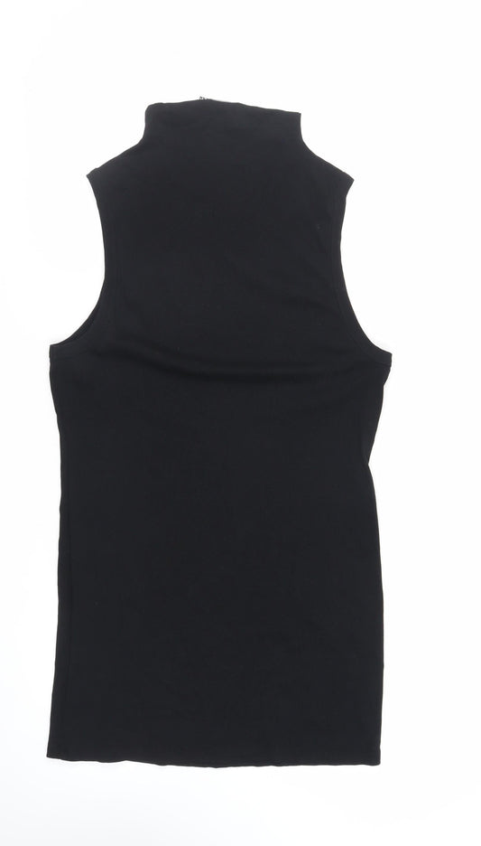 ASOS Womens Black Cotton Bodycon Size 18 Mock Neck Pullover - Ribbed