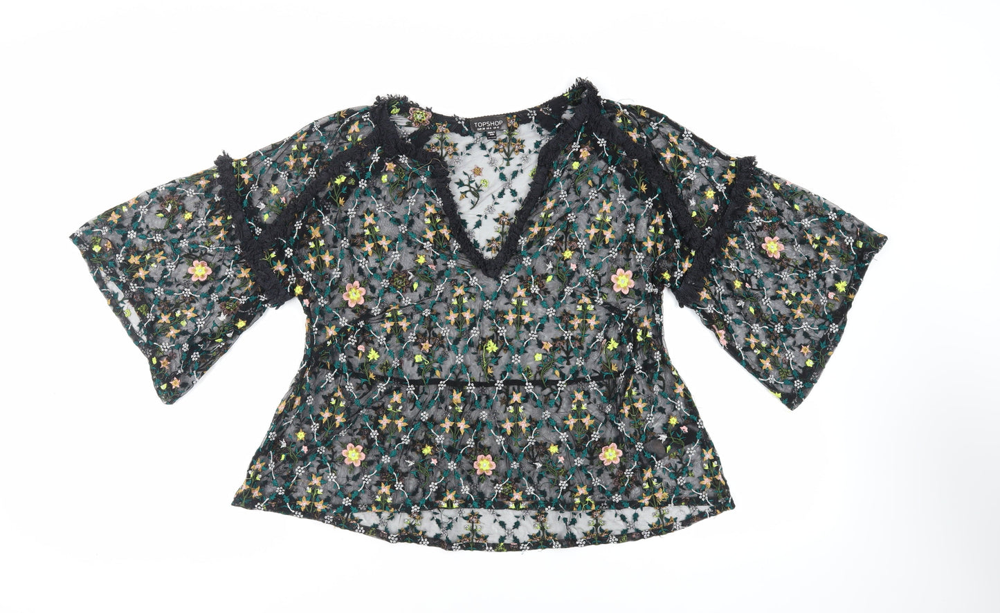 Womens UK Size 10 Topshop Black Basic Blouse