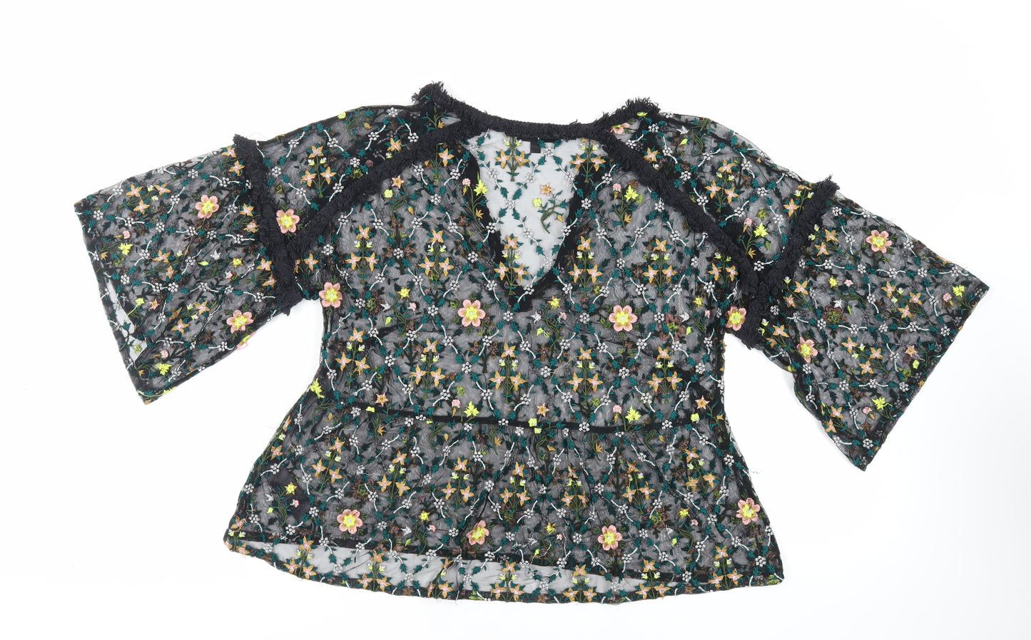 Womens UK Size 10 Topshop Black Basic Blouse